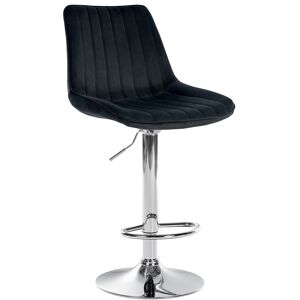 CLP Tabouret de bar velours ajustable pivotant velours Noir