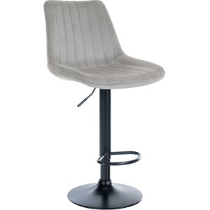 CLP Tabouret de bar velours ajustable pivotant velours Gris Gris 50x91x50cm