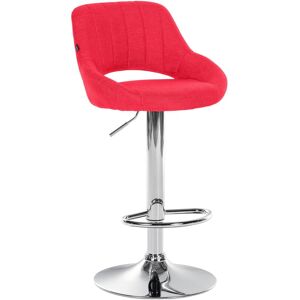 CLP Tabouret de bar en tissu ajustable pivotant tissu Rouge Rouge 48x85x47cm