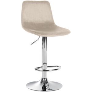 CLP Tabouret de bar velours ajustable pivotant velours Crème Beige 43x88x44cm