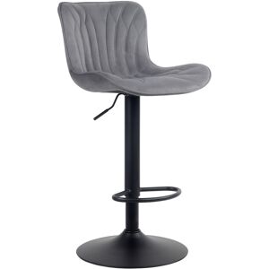 CLP Tabouret de bar ajustable pivotant velours Gris fonce