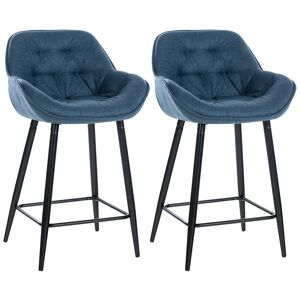 CLP Lot de 2 Tabourets de bar Avec accoudoirs tissu Bleu Bleu 58x94x54cm