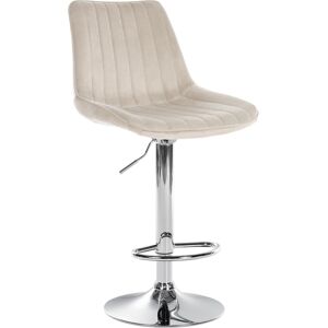 CLP Tabouret de bar velours ajustable pivotant velours Crème Beige 50x91x50cm