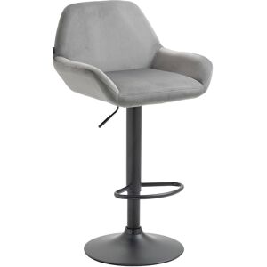 CLP Tabouret de bar velours ajustable pivotant velours Gris