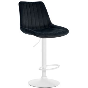 CLP Tabouret de bar velours ajustable pivotant velours Noir