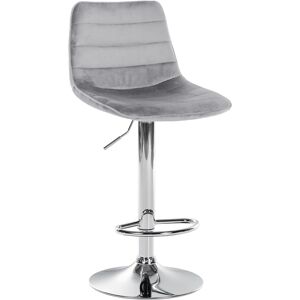 CLP Tabouret de bar réglable pivotant en velours Gris Gris 46x89x45cm