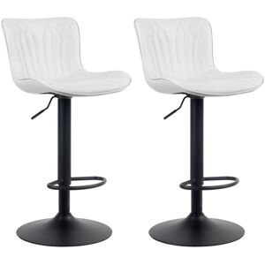 CLP Lot de 2 tabourets de bar ajustables en similicuir Blanc