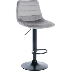 CLP Tabouret de bar réglable pivotant en velours Gris Gris 46x89x45cm