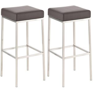 CLP Lot 2 tabourets de bar avec pieds en metal en similicuir Marron