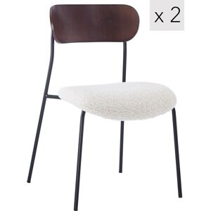 Nordlys Lot de 2 chaises industrielles en metal et bouclettes blanc