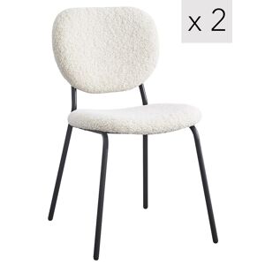 Nordlys Lot de 2 chaises scandinaves en métal et bouclettes blanc Blanc 54x84x45cm