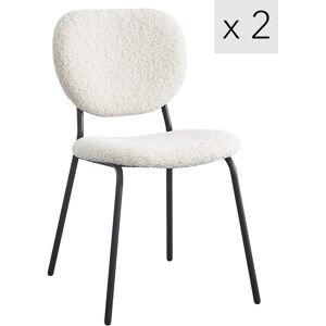 Nordlys Lot de 2 chaises scandinaves en metal et bouclettes blanc