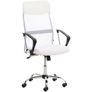 CLP Chaise de bureau réglable pivotant en similicuir Blanc