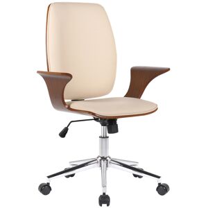 CLP Chaise de bureau réglable pivotante en similicuir Noyer / Crème