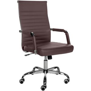 CLP Chaise de bureau réglable pivotante en similicuir Marron