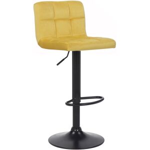 CLP Tabouret de bar réglable pivotant en velours Jaune Jaune 40x85x40cm