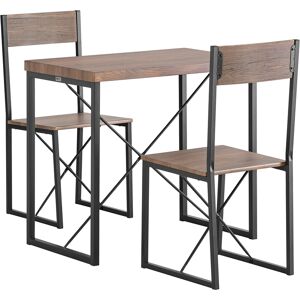 SoBuy Set de 1 table a manger et 2 chaises effet bois et metal noir