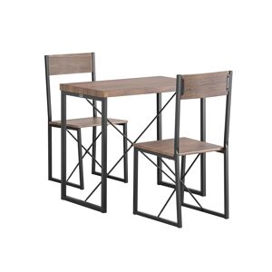 SoBuy Set de 1 table à manger et 2 chaises effet bois et métal noir - Publicité