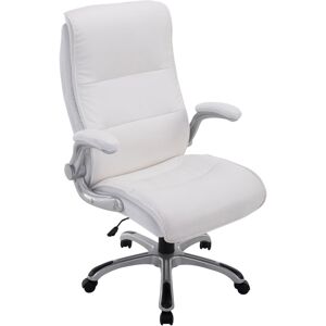 CLP Chaise de bureau réglable pivotant en similicuir Blanc - Publicité