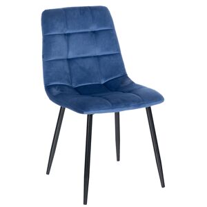 CLP Chaise de salle à manger avec pieds en métal en velours Bleu