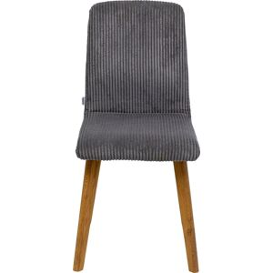 Kare Design Chaise en polyester côtelé gris et chêne Gris 44x92x45cm