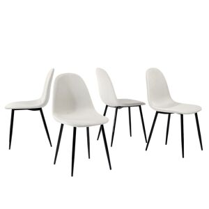 Urban Meuble Lot de 4 chaises scandinave tissu beige casse pieds noir