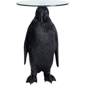 Kare Design Table d'appoint pingouin en polyrésine noire et verre