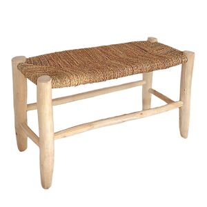 Home Maison Banc marocain tressage central bois naturel 80 cm