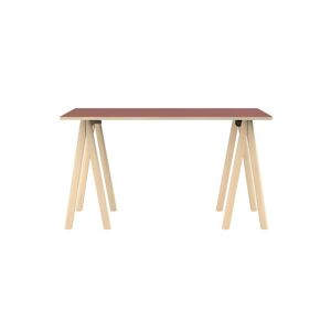 Slean Bureau demontable pieds en bois et plateau rouge 130x70cm