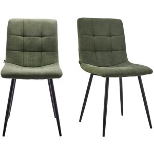 Homifab Lot de 2 chaises en velours côtelé vert, piètement noir