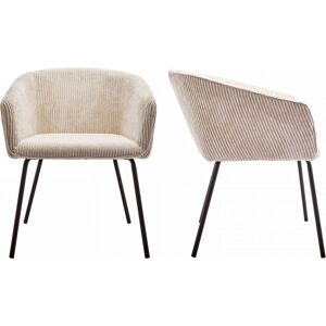 Homifab Lot de 2 fauteuils de table en velours côtele beige