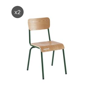 Drawer Lot de 2 chaises en bois et metal PANTONE vert kaki