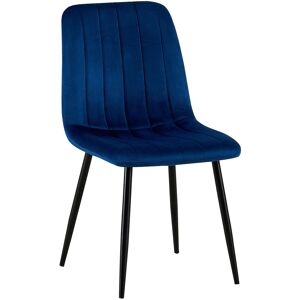 CLP Chaise de salle à manger avec pieds métal assise en velours Bleu