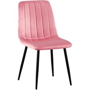 CLP Chaise de salle à manger avec pieds métal assise en velours Rose