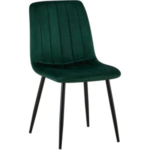 CLP Chaise de salle à manger avec pieds métal assise en velours Vert Vert 53x88x45cm
