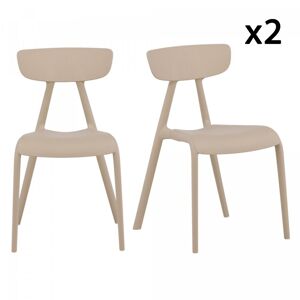 Meubles & Design Lot de 2 chaises contemporaines en plastique durable beige