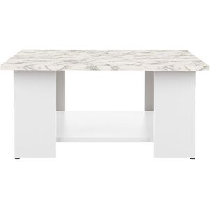 Table basse effet bois blanc et marbre