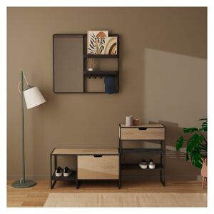 Mob In Ensemble meubles d'entree banc + console + miroir Noir 150x80x40cm