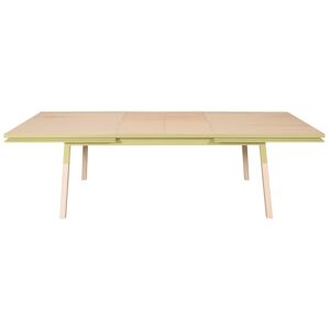 MON PETIT MEUBLE FRANCAIS Table repas rectangulaire 160x100 cm 2 rallonges, 100% frêne massif Jaune 160x76x100cm