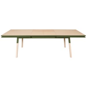 MON PETIT MEUBLE FRANCAIS Table 200x100 cm en frêne massif, 2 rallonges vert lancieux Vert 200x76x100cm
