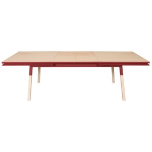 MON PETIT MEUBLE FRANCAIS Table 180x100 cm en frêne massif, 2 rallonges rouge de pluduno Rouge 180x76x100cm