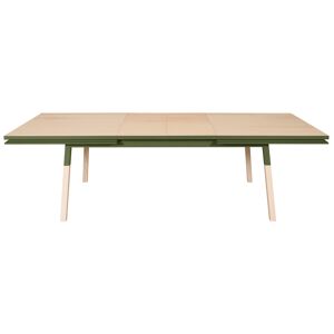 MON PETIT MEUBLE FRANCAIS Table 220x120 cm en frene massif, 2 rallonges vert lancieux