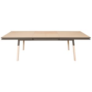 MON PETIT MEUBLE FRANCAIS Table 180x100 cm en frêne massif, 2 rallonges gris chocolat tanis Gris 180x76x100cm