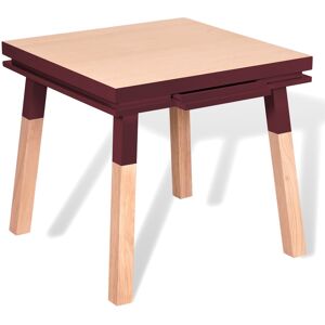 MON PETIT MEUBLE FRANCAIS Table de cuisine carrée avec tiroir 80 cm, 100% frêne massif Rouge 80x75x80cm