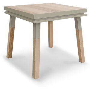 MON PETIT MEUBLE FRANCAIS Table de cuisine carree avec tiroir 80 cm, 100% frene massif