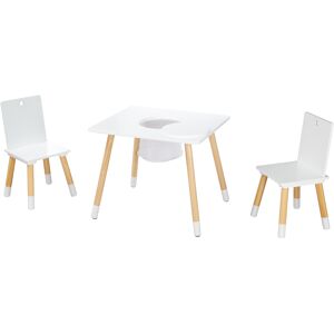 roba Table et 2 chaises enfant en bois blanc avec filet de rangement