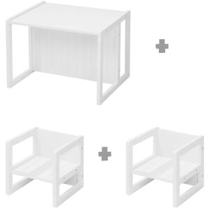 roba Ensemble table et 2 chaises enfant reversibles en bois blanc