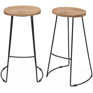 sweeek Lot de 2 tabourets de bar manguier naturel 75cm