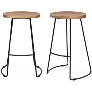 sweeek Lot de 2 tabourets de bars manguier naturel 65cm