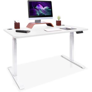 Kqueo Bureau assis debout effet bois blanc 180x80